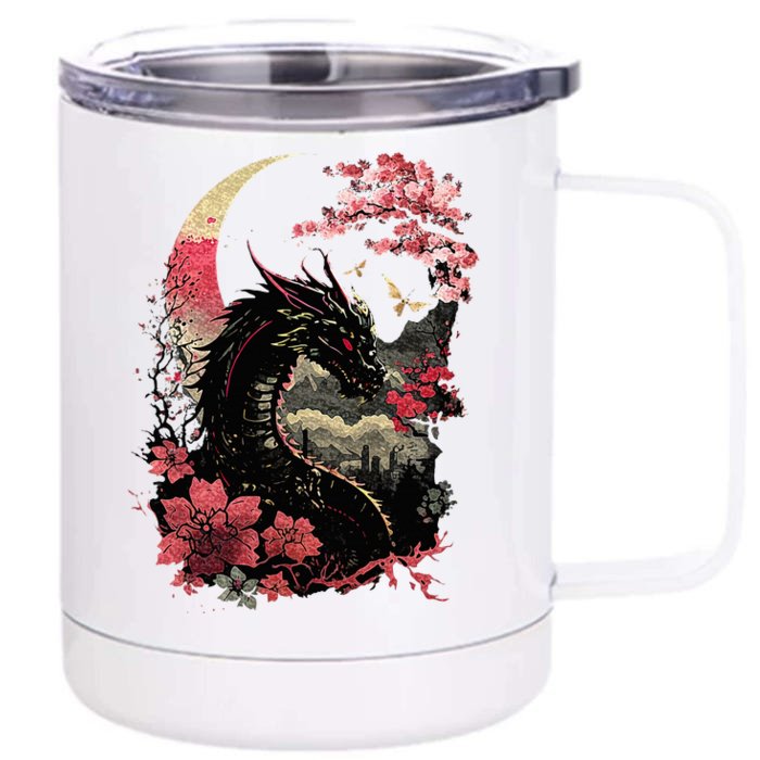 Japanese Aesthetic Dragon Japanese Art Japan Tattoo Front & Back 12oz Stainless Steel Tumbler Cup