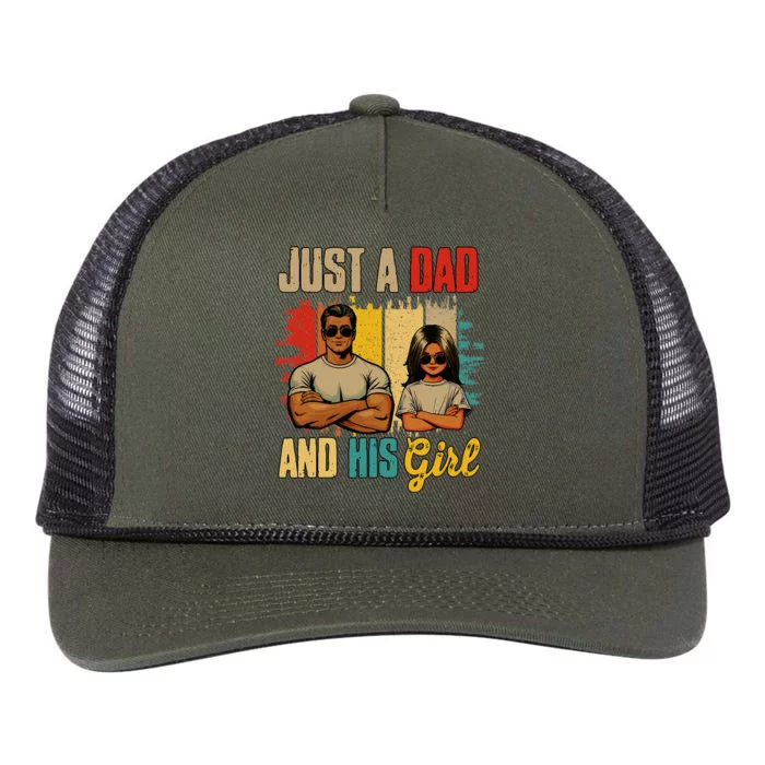 Just A Dad And His Girl FatherS Day Proud Family Retro Rope Trucker Hat Cap