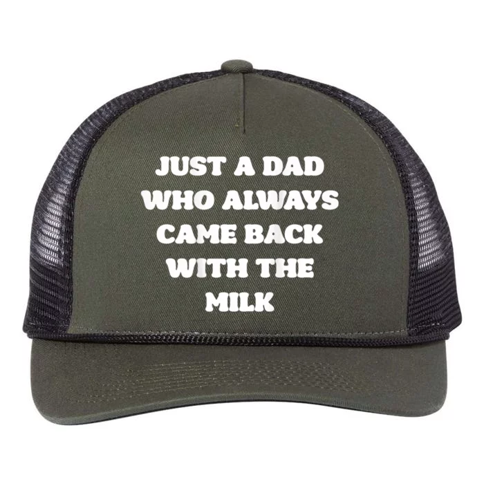 Just A Dad Who Always Came Back With The Milk Proud Father Retro Rope Trucker Hat Cap