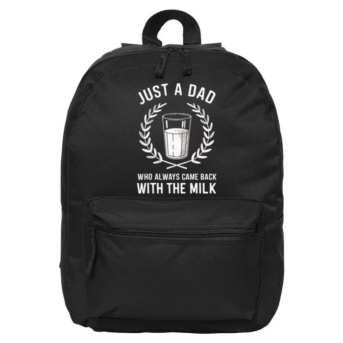 Just A Dad Who Always Came Back With The Milk 16 in Basic Backpack