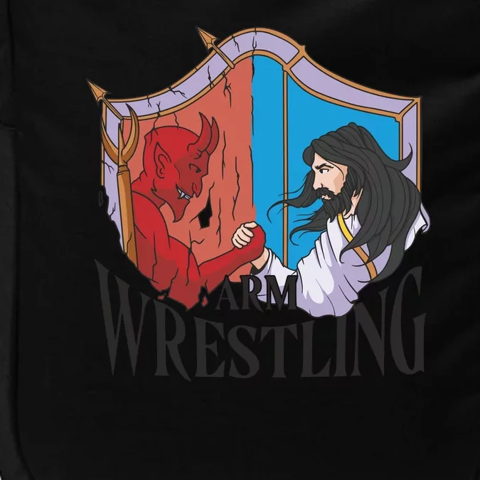 Jesus And Devil Arm Wrestling Impact Tech Backpack