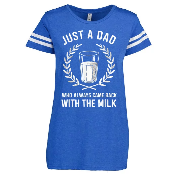 Just A Dad Who Always Came Back With The Milk Fathers Day Enza Ladies Jersey Football T-Shirt