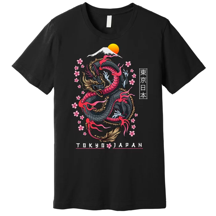 Japanese Aesthetic Dragon Tokyo Japan Manga Anime Asian 80’S Premium T-Shirt