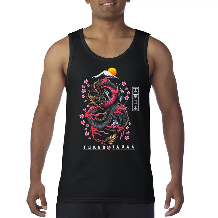 Japanese Aesthetic Dragon Tokyo Japan Manga Anime Asian 80’S Tank Top