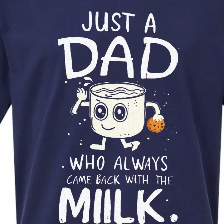 Just A Dad Who Always Came Back With The Milk  Funny Fathers Day Sueded Cloud Jersey T-Shirt