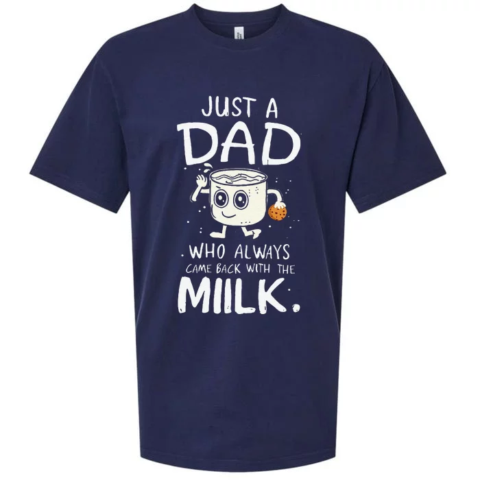 Just A Dad Who Always Came Back With The Milk  Funny Fathers Day Sueded Cloud Jersey T-Shirt