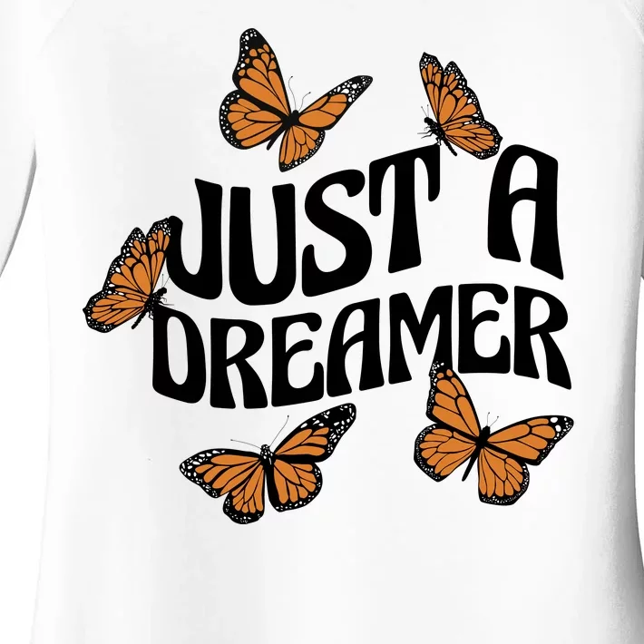 Just A Dreamer Butterfly Cute Gift Women's Perfect Tri Tunic Long Sleeve Shirt