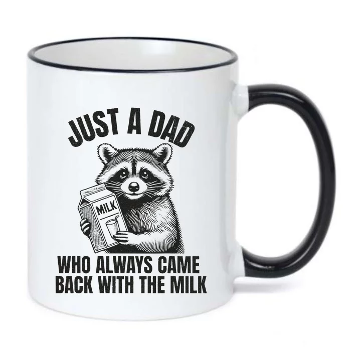 Just A Dad Who Came Back With The Milk FatherS Day Raccoon Black Color Changing Mug