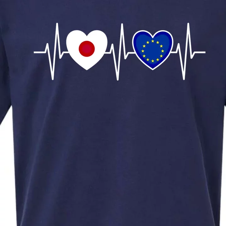 Japan And Europe European Union Flag Flags Gift Sueded Cloud Jersey T-Shirt