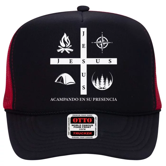 Jesus Acampando En Su Presencia Premium High Crown Mesh Trucker Hat