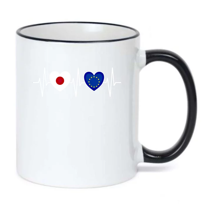 Japan And Europe European Union Flag Flags Cute Gift Black Color Changing Mug