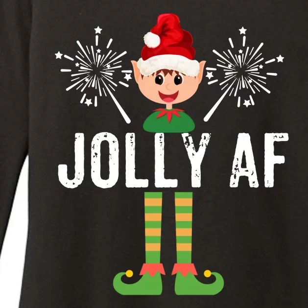 Jolly Af Elf Cute Santa Hat Funny Christmas Womens CVC Long Sleeve Shirt