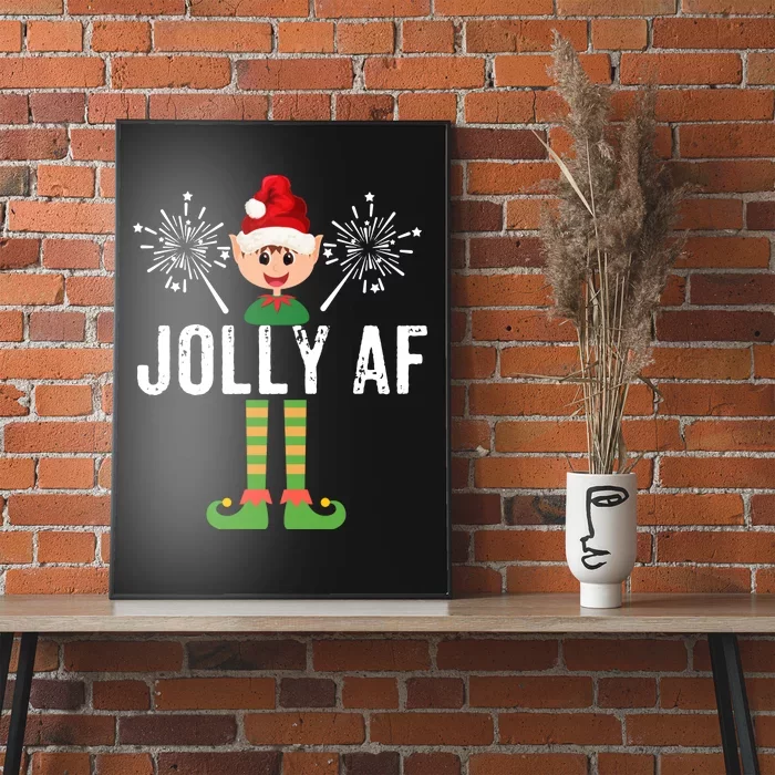 Jolly Af Elf Cute Santa Hat Funny Christmas Poster