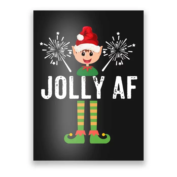 Jolly Af Elf Cute Santa Hat Funny Christmas Poster