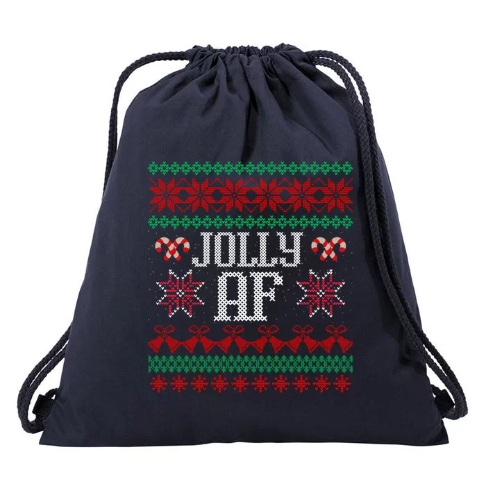 Jolly Af Funny Adult Humor Ugly Christmas Gift Drawstring Bag