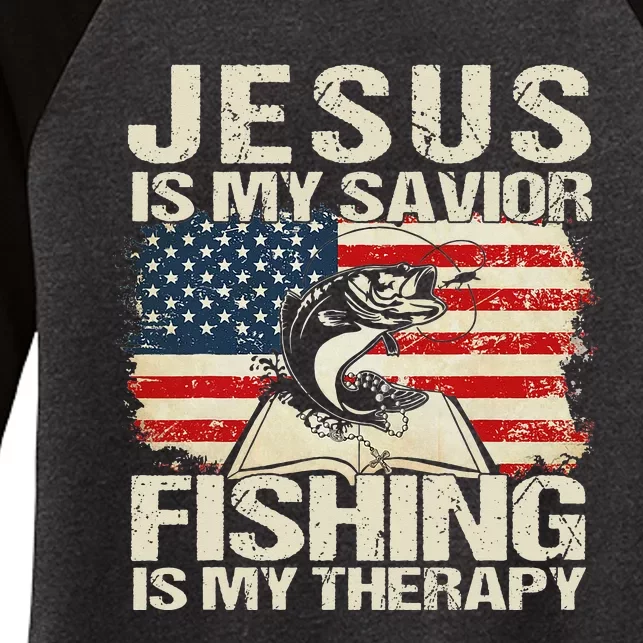 Jesus And Fishing Gifts Funny Christian Fisher Fishman Women's Tri-Blend 3/4-Sleeve Raglan Shirt