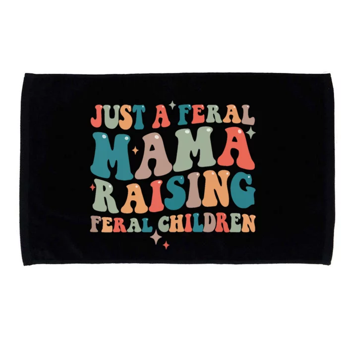 Just A Feral Mama Raising Feral Children Groovy Mom Microfiber Hand Towel