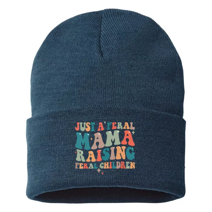 Just A Feral Mama Raising Feral Children Groovy Mom Sustainable Knit Beanie