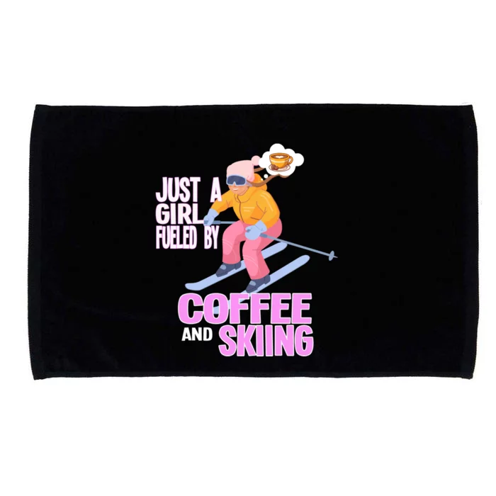 Just A Fueled By Coffee And Skiing Ski Gift Microfiber Hand Towel