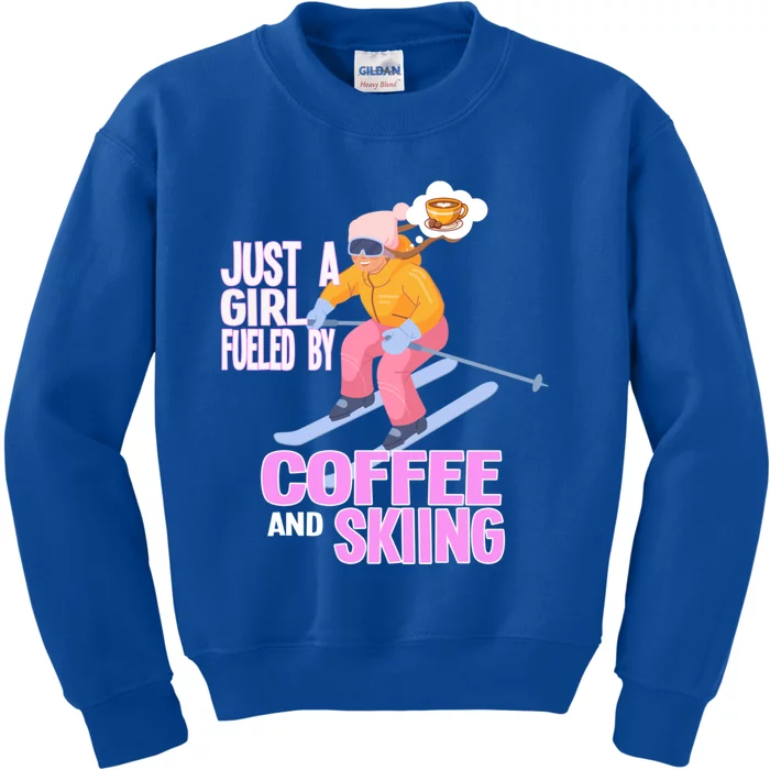 Just A Fueled By Coffee And Skiing Ski Gift Kids Sweatshirt