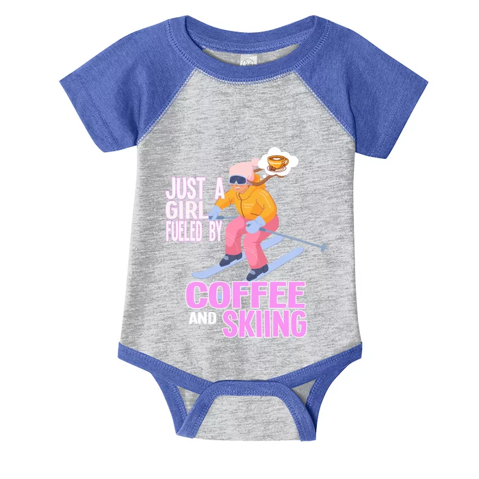 Just A Fueled By Coffee And Skiing Ski Cool Gift Infant Baby Jersey Bodysuit