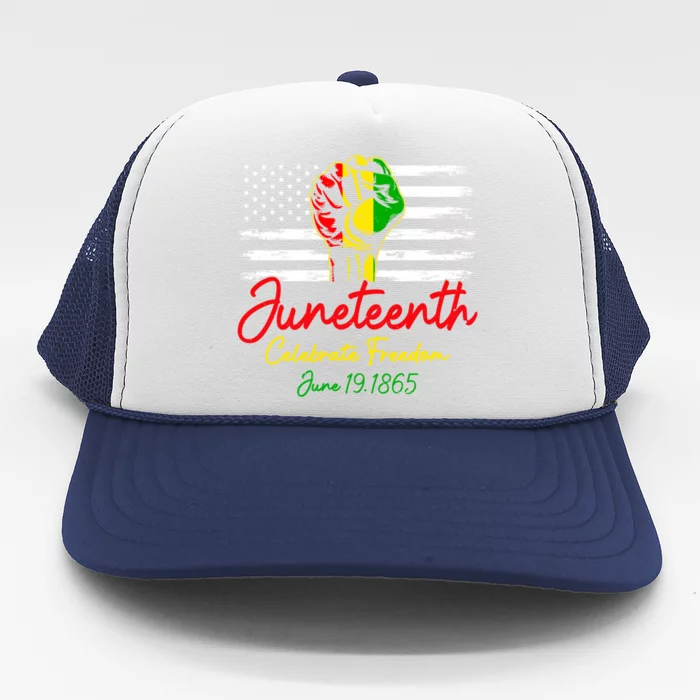 Juneteenth American Flag For Black History Month Freedom Day Gift Trucker Hat