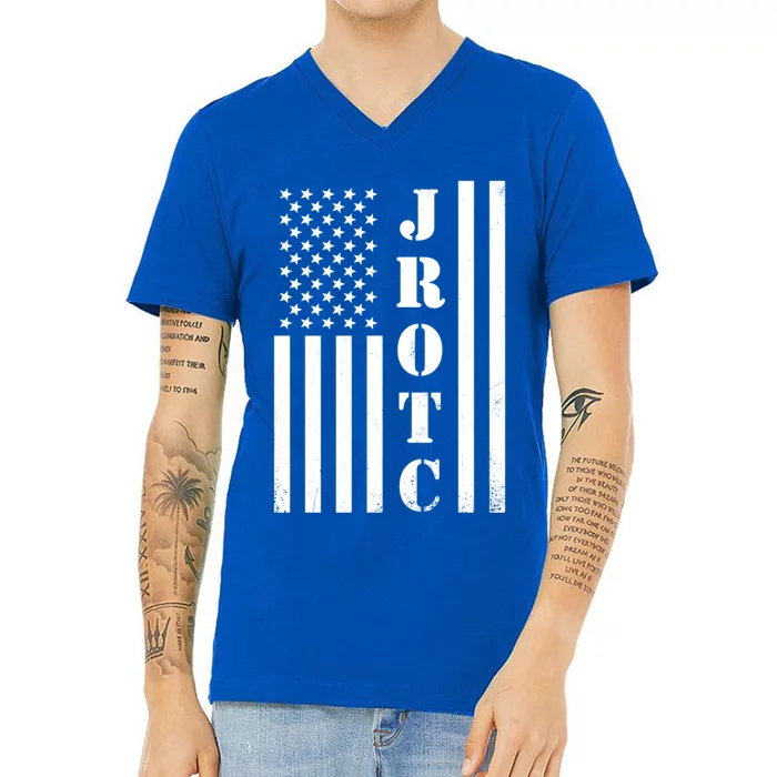 Jrotc American Flag Gift Jrotc Veteran Gift V-Neck T-Shirt