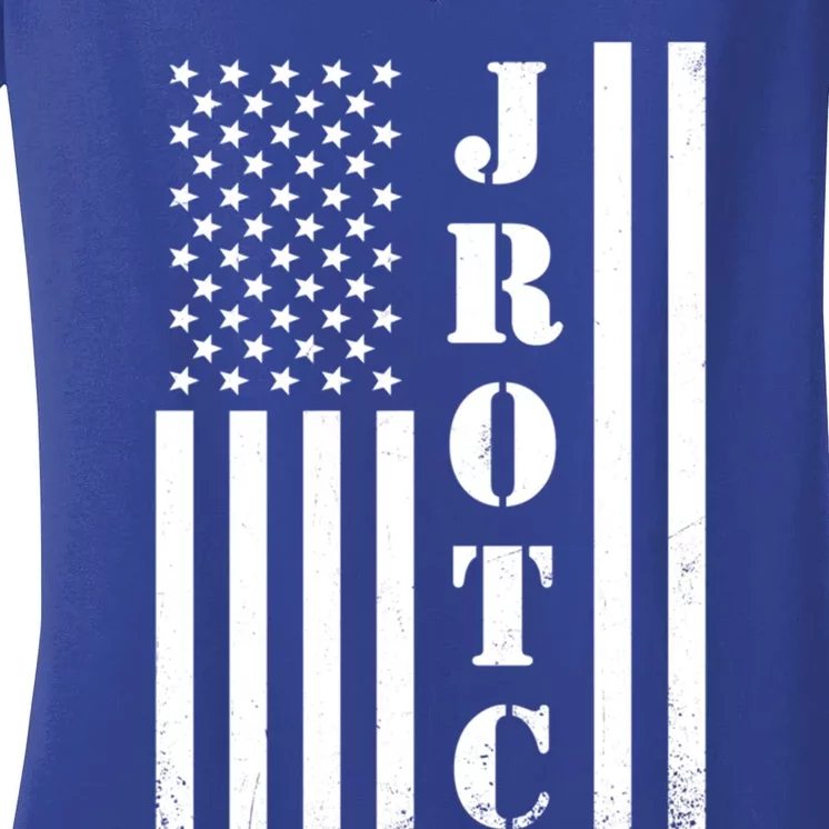 Jrotc American Flag Gift Jrotc Veteran Gift Women's V-Neck T-Shirt