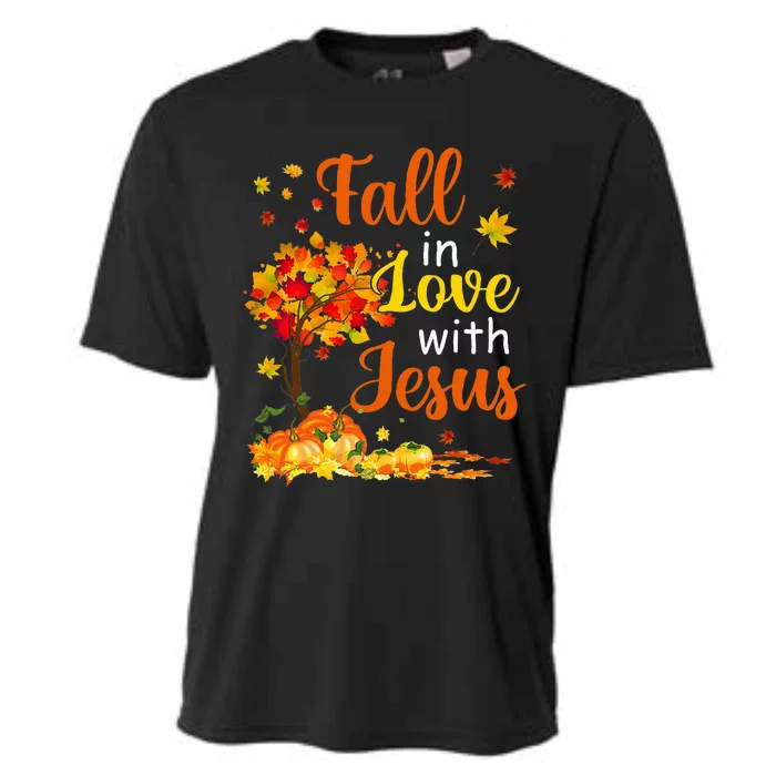 Jesus Autumn Fall In Love With Jesus Thanksgiving Cooling Performance Crew T-Shirt