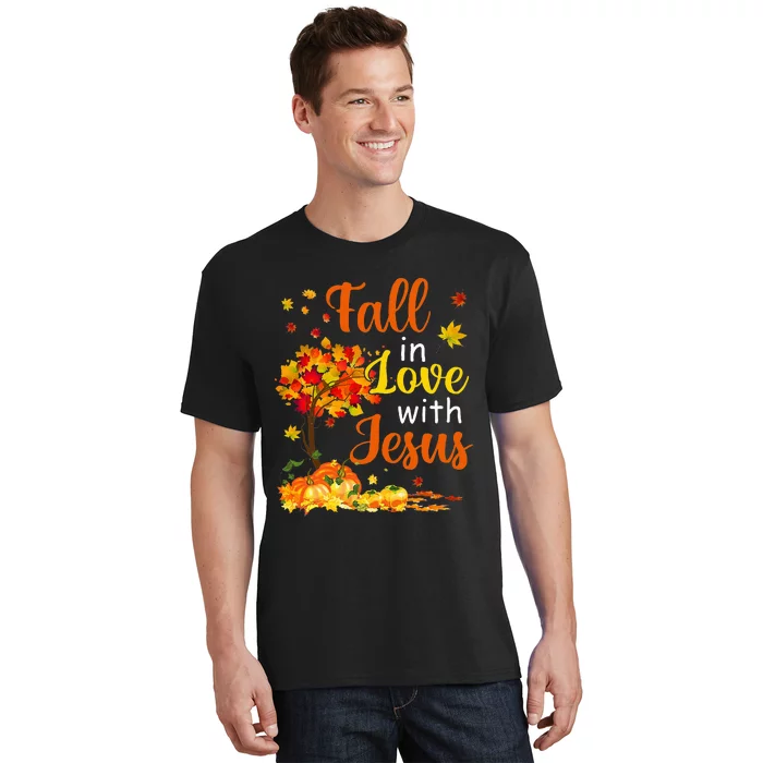 Jesus Autumn Fall In Love With Jesus Thanksgiving T-Shirt