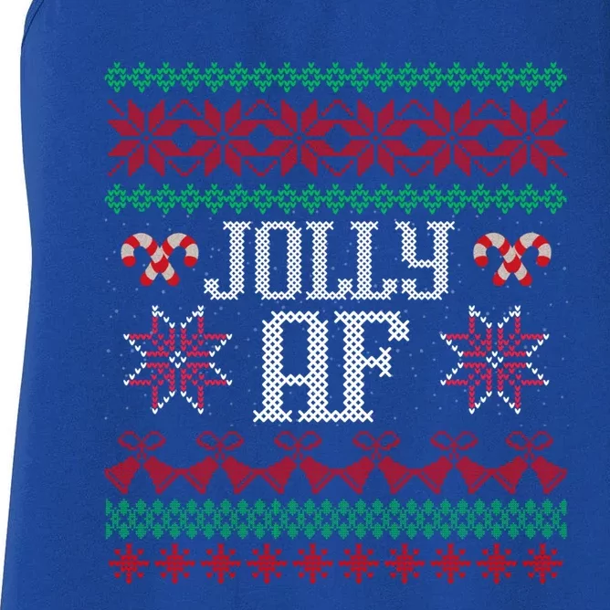 Jolly Af Funny Adult Humor Ugly Christmas Gift Women's Racerback Tank