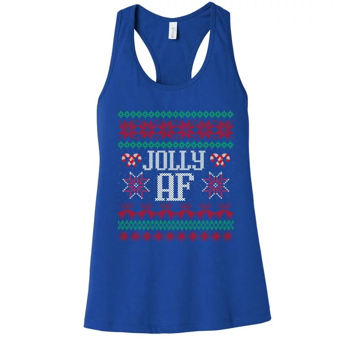 Jolly Af Funny Adult Humor Ugly Christmas Gift Women's Racerback Tank