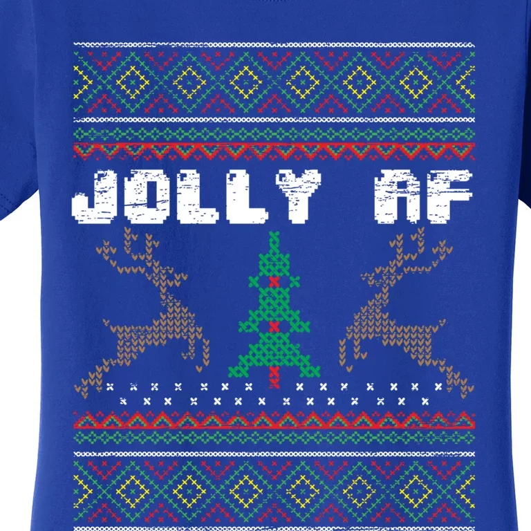 Jolly Af Funny Ugly Christmas Sweater Gift Women's T-Shirt