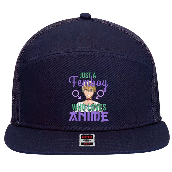 Just A Femboy Who Loves Anime Crossdressing Anime Boy 7 Panel Mesh Trucker Snapback Hat