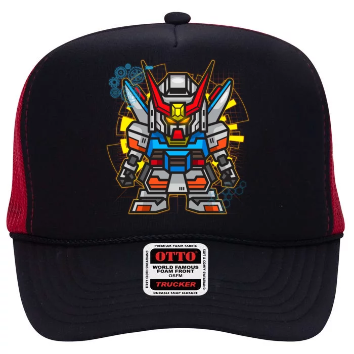 Japanese Anime Fighting Mecha Robot High Crown Mesh Trucker Hat