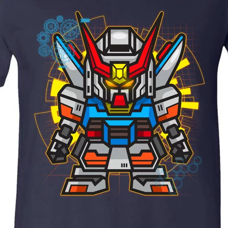 Japanese Anime Fighting Mecha Robot V-Neck T-Shirt