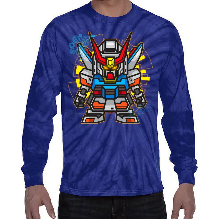 Japanese Anime Fighting Mecha Robot Tie-Dye Long Sleeve Shirt