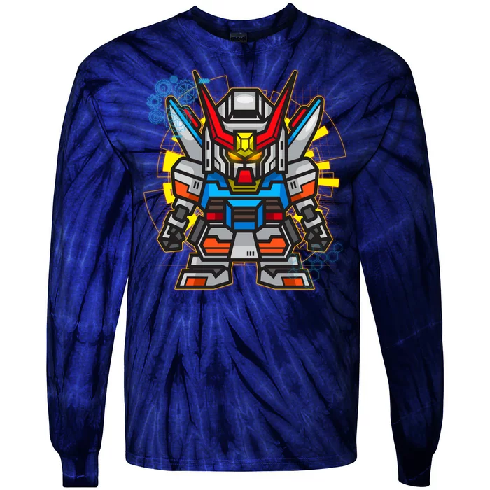 Japanese Anime Fighting Mecha Robot Tie-Dye Long Sleeve Shirt