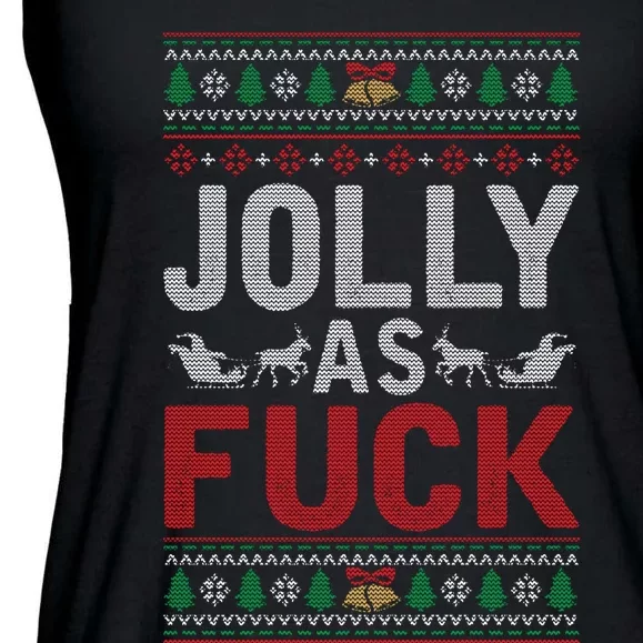 Jolly As Fuck Ugly Christmas Funny Family Xmas Holiday Gift Ladies Essential Flowy Tank