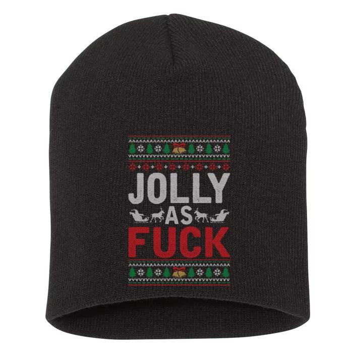 Jolly As Fuck Ugly Christmas Funny Family Xmas Holiday Gift Short Acrylic Beanie