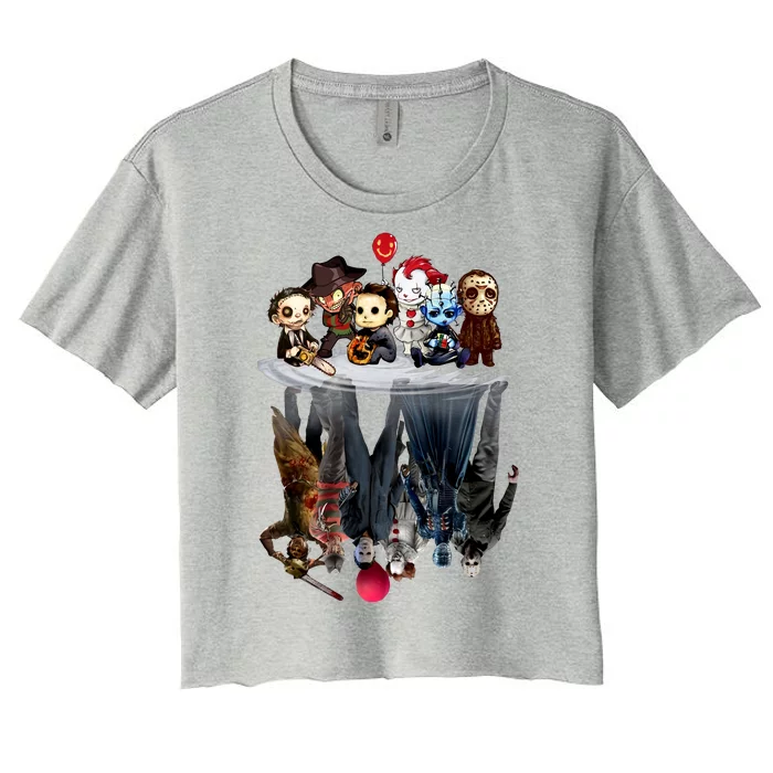 Jason & Friends Horror Movie Squad Halloween Funko Pop Women's Crop Top Tee