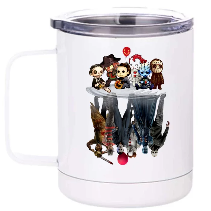 Jason & Friends Horror Movie Squad Halloween Funko Pop Front & Back 12oz Stainless Steel Tumbler Cup