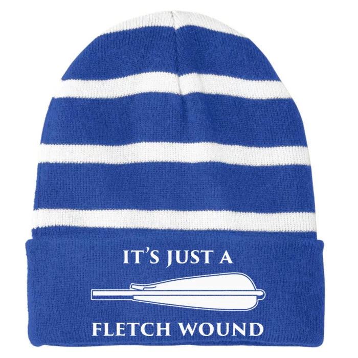 Just A Fletch Wound Funny Archers Traditional Archery Striped Beanie with Solid Band