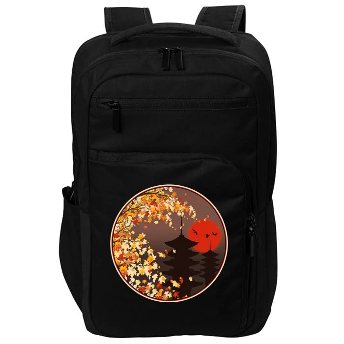 Japanese Autumn Fall Leaves Pagodas Impact Tech Backpack