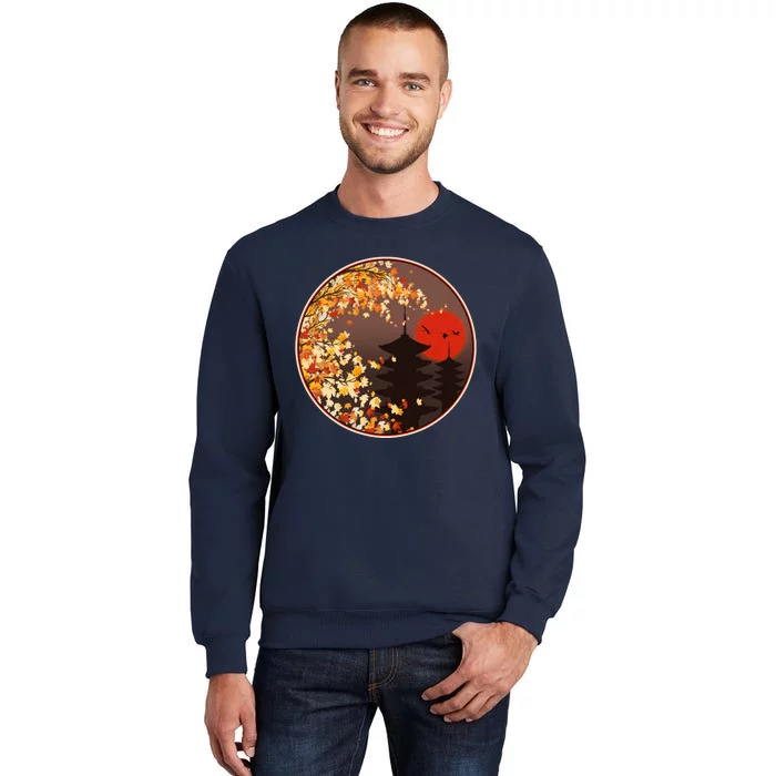 Japanese Autumn Fall Leaves Pagodas Sweatshirt