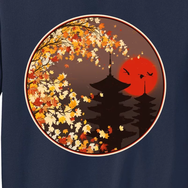 Japanese Autumn Fall Leaves Pagodas Sweatshirt