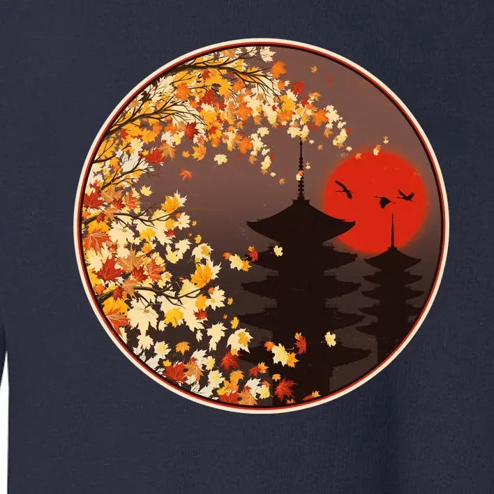 Japanese Autumn Fall Leaves Pagodas Toddler Sweatshirt