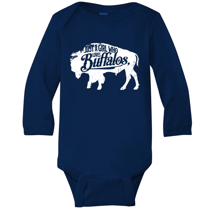 Just A Girl Who Loves Buffaloes Buffalo Bison Lover Baby Long Sleeve Bodysuit