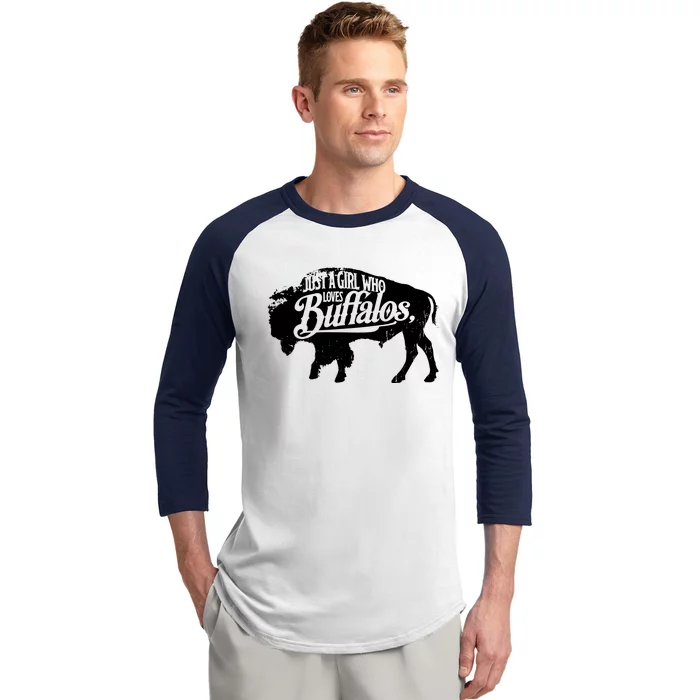 Just A Girl Who Loves Buffaloes Buffalo Bison Lover Baseball Sleeve Shirt