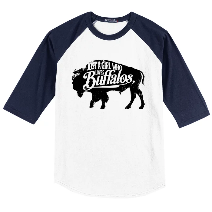 Just A Girl Who Loves Buffaloes Buffalo Bison Lover Baseball Sleeve Shirt